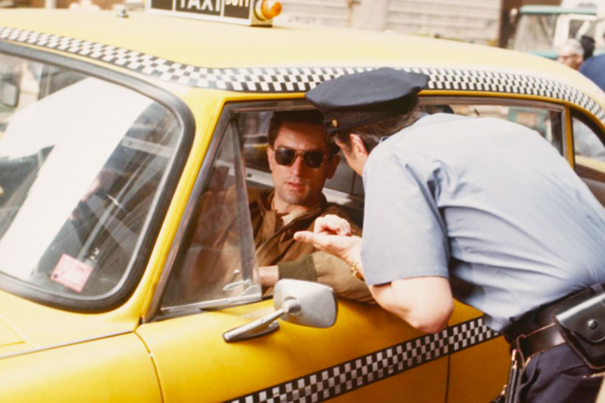 Robert De Niro performs a scene in Taxi Driver.