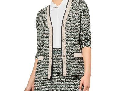 Holiday Workwear Report: Contrast-Trim Tweed Jacket